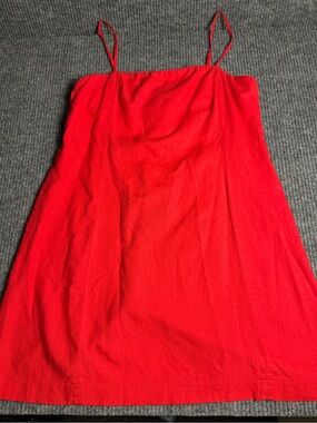 Gap Linen Blend Simple Red Spaghetti Strap Dress Medium Petite